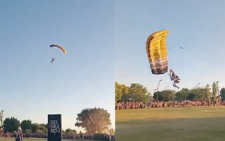 Los Reyes Magos llegaron en paracaídas, pero Gaspar se accidentó y terminó hospitalizado