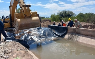 Habilitan el bypass del Canal General Albardón y vuelve el agua