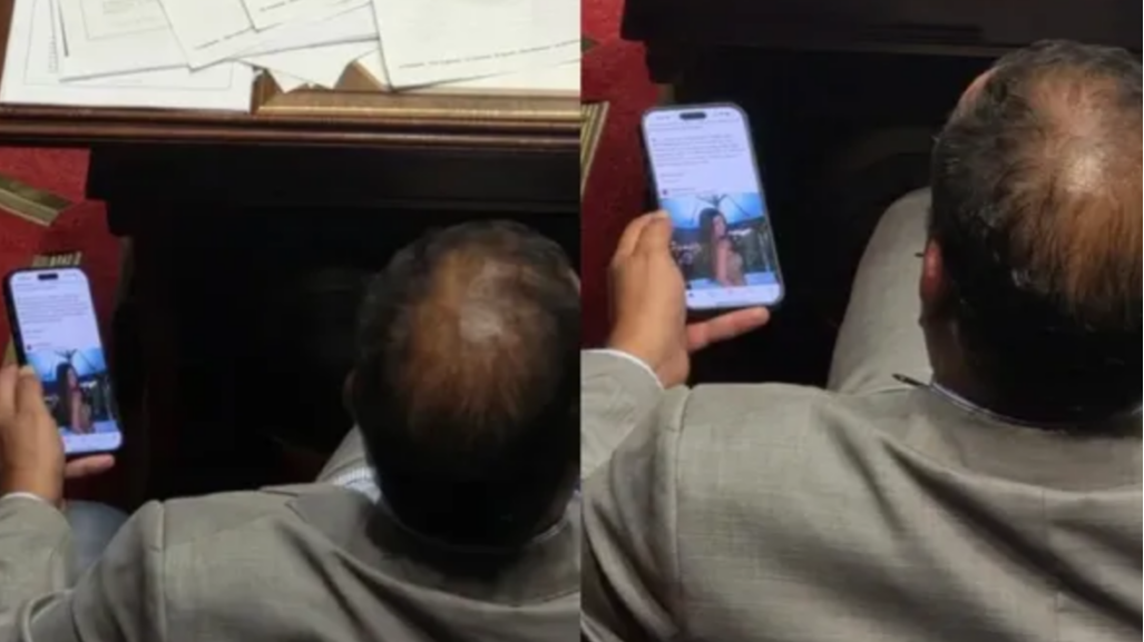 Escándalo parlamentario: captaron a un senador viendo fotos de Zaira Nara en plena sesión