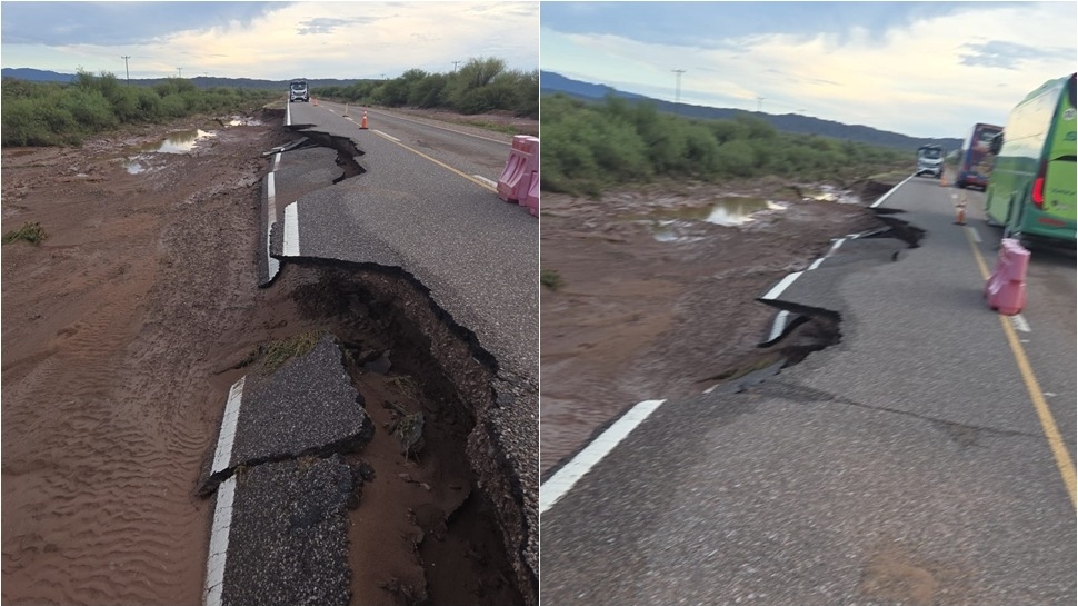 Cortaron el tránsito en la Ruta 141 en Caucete por daños de la lluvia