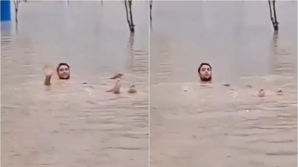 Un joven se metió a “nadar” en plena inundación en Pocito 