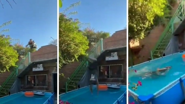 Se tiró a la pileta para imitar a Charly García y terminó inconsciente