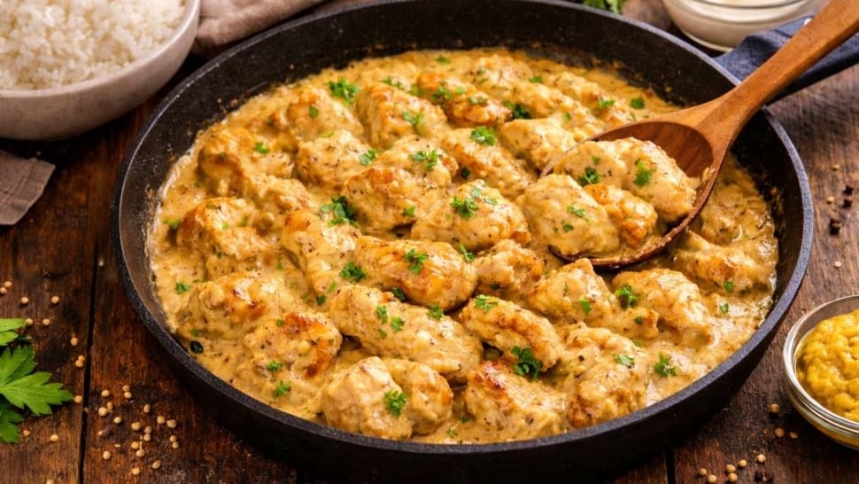 Pollo con crema y mostaza: receta cremosa en 30 minutos