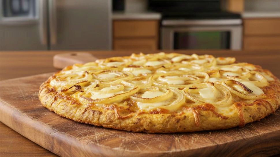 Pizza sin harina: la receta rápida de papa, queso y cebolla