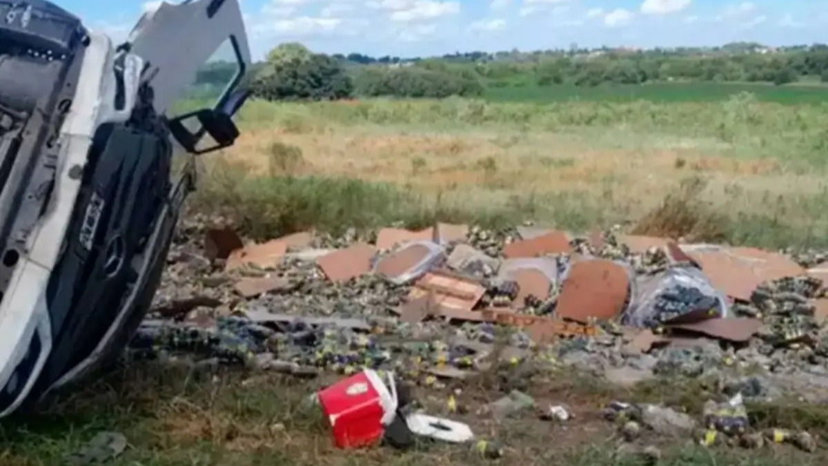Camión cargado de fernet volcó en la ruta: vecinos se llevaron la carga