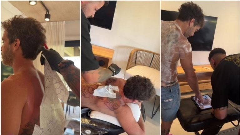 Nicolás Cabré y su nuevo tatuaje: flores y hojas cubren su espalda