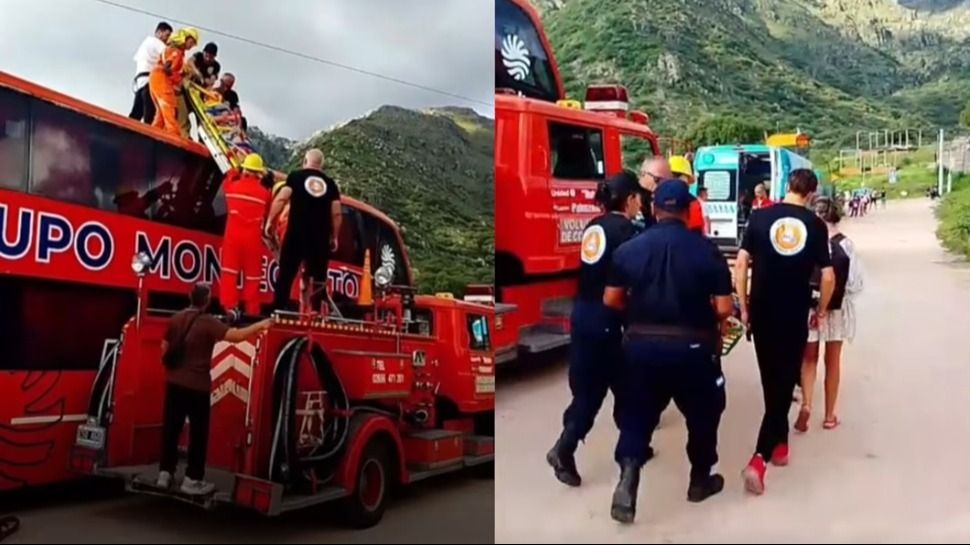 Dos personas se tiraron de una tirolesa y chocaron contra un colectivo