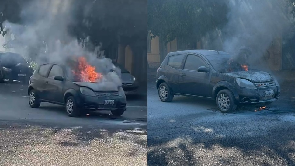 Un auto se prendió fuego en plena calle de Capital 