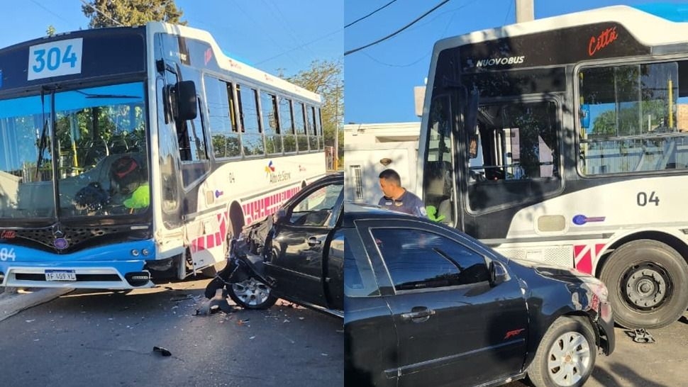 Violento choque frontal entre una camioneta y un colectivo en Santa Lucía