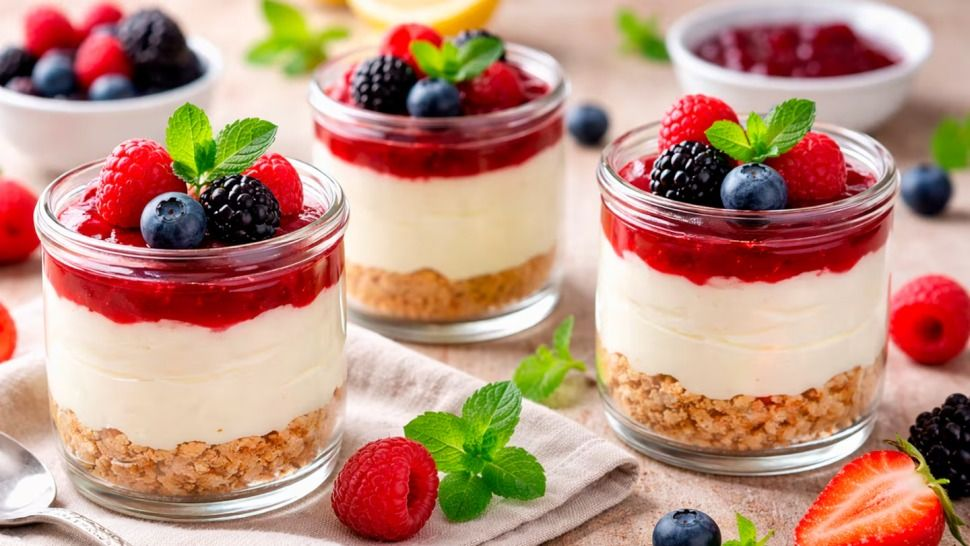 Cheesecake en vasitos, el postre sin horno en 15 minutos