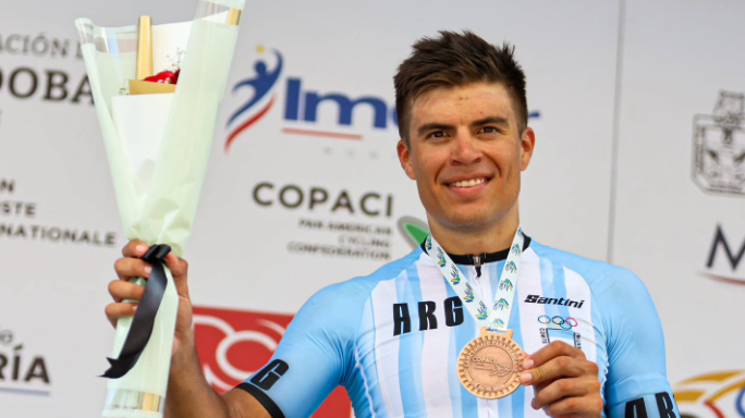 El sanjuanino Leo Cobarrubia se colgó el bronce en el Panamericano de Ruta de Colombia