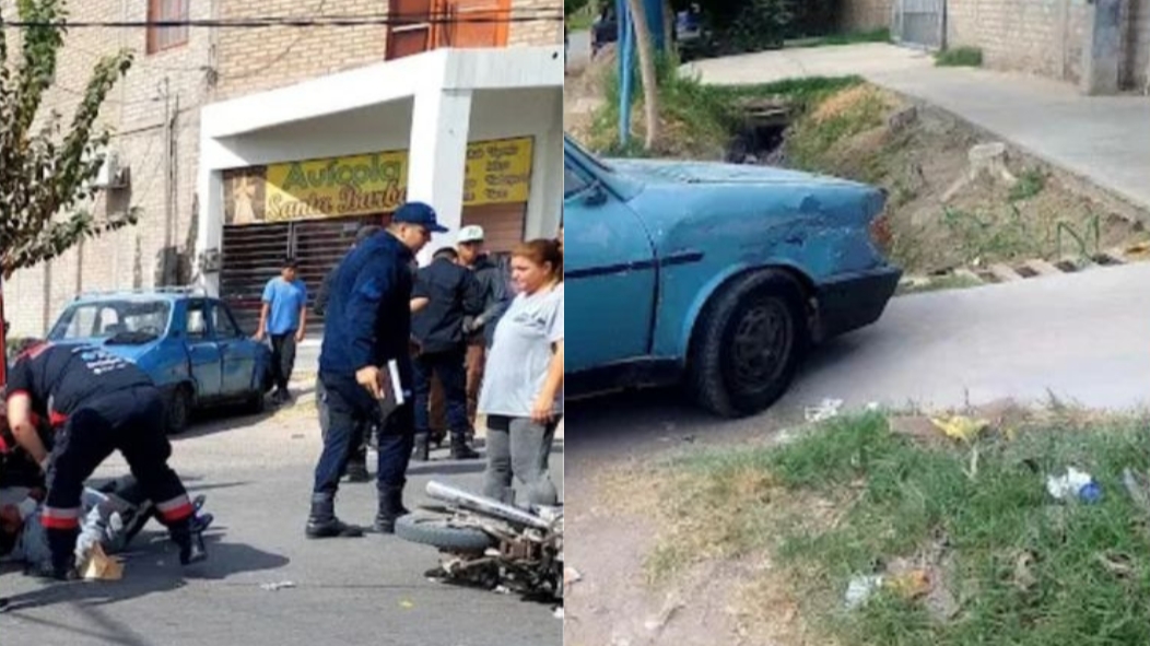 Una moto y un auto protagonizaron un fuerte choque en una esquina