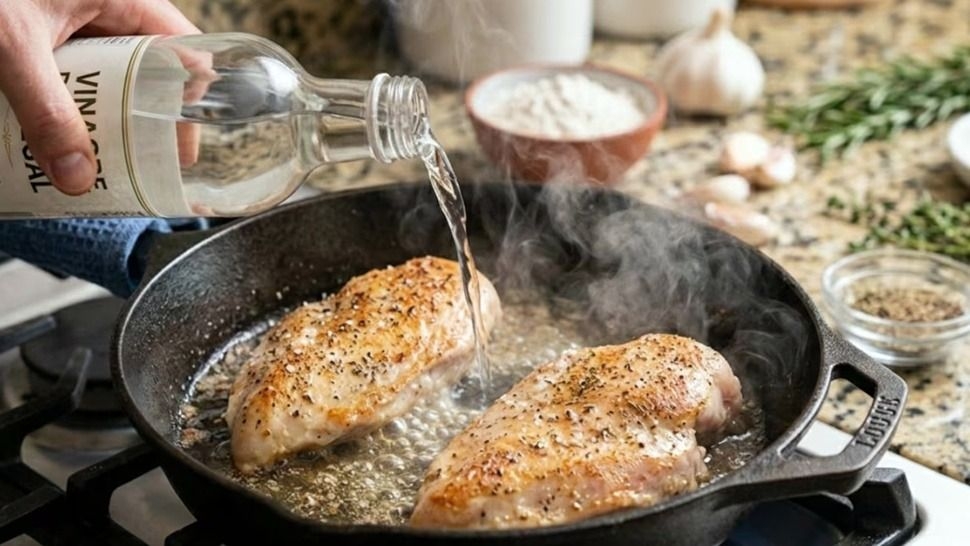El truco del vinagre para freír pollo y que no quede seco