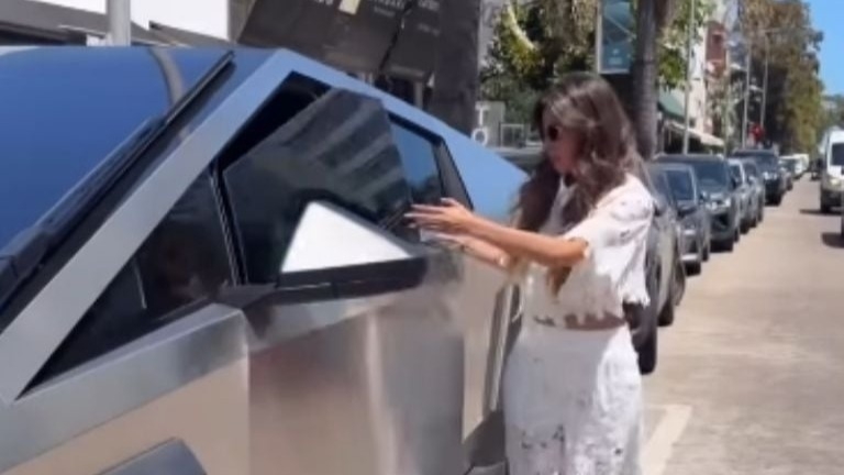 Barby Franco mostró cómo es su Tesla Cybertruck tras el accidente que sufrió