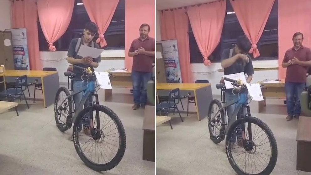 La sorpresa que recibió un joven profe que pedaleaba 16 km para llegar a clase