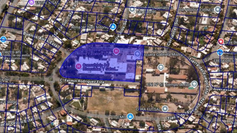 Esta es el área a intervenir para renovar y ampliar el René Favaloro.