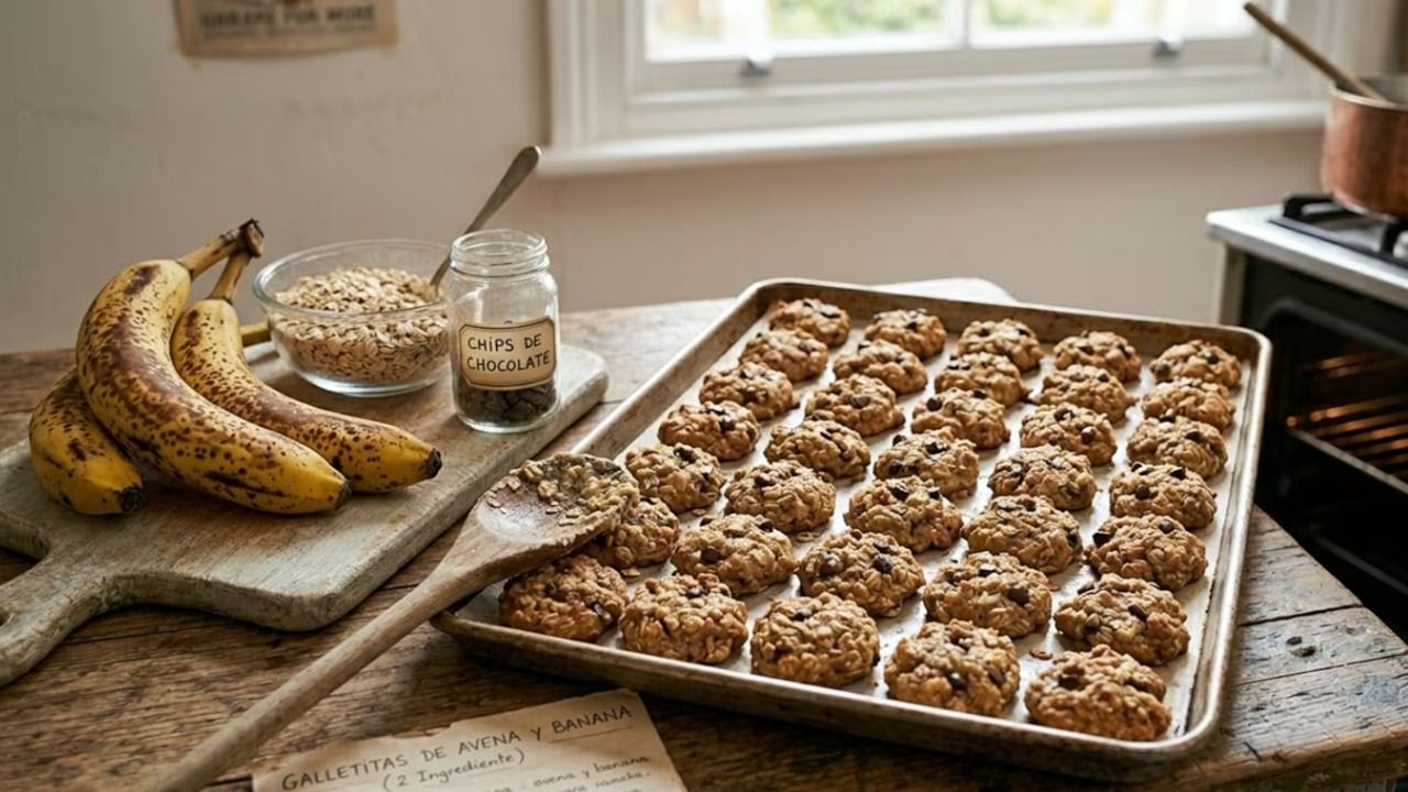 Cómo hacer 40 galletitas de avena y banana en 20 minutos