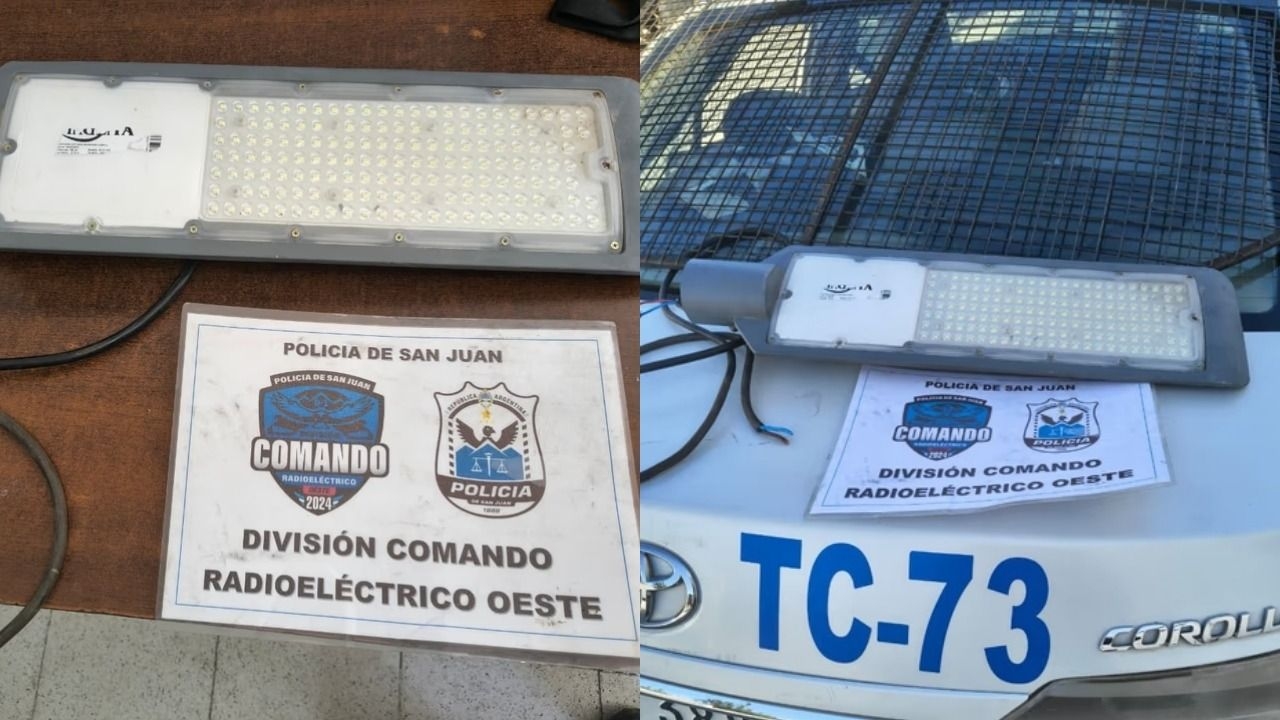 Detuvieron a un hombre por robarse una luminaria del alumbrado público