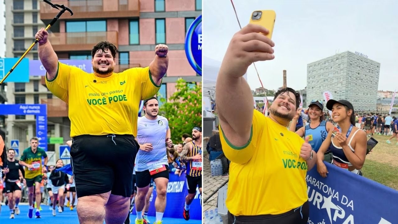 Un brasileño de 200 kilos se volvió viral tras correr una maratón en Europa
