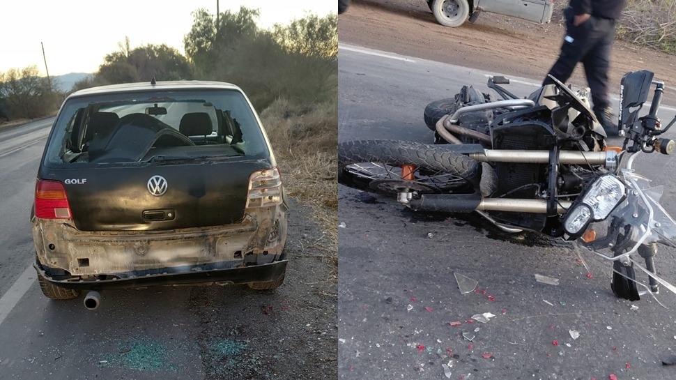 Accidente entre una moto y un auto dejó un herido en Caucete