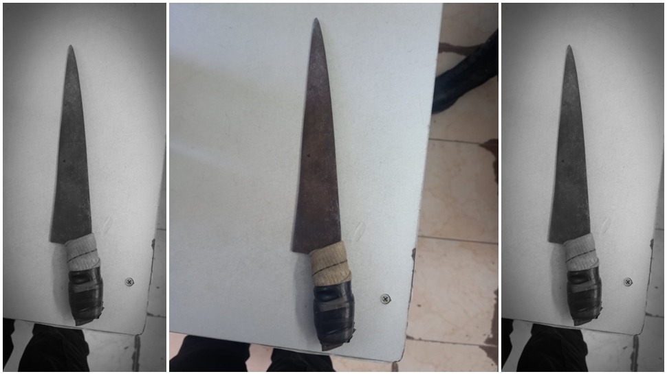 El cuchillo tipo faca que la Policía le secuestró al aprehendido.