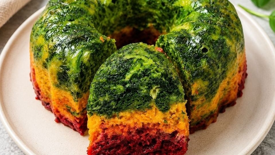 Cómo hacer un budín tricolor de verduras al horno o freidora