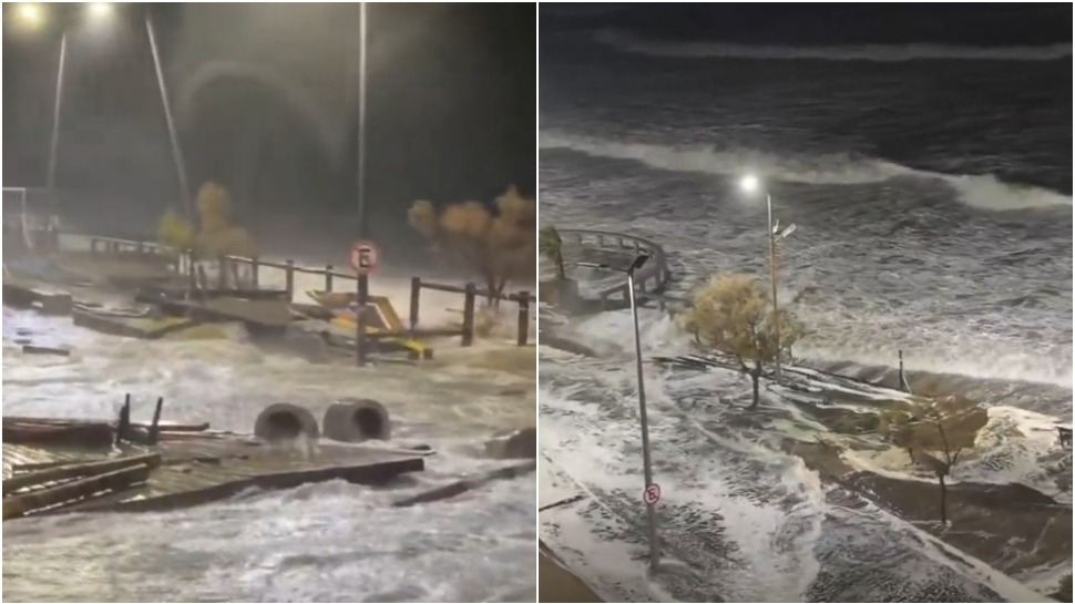 Olas de 7 metros y destrozos tras el ciclón en la Costa Atlántica