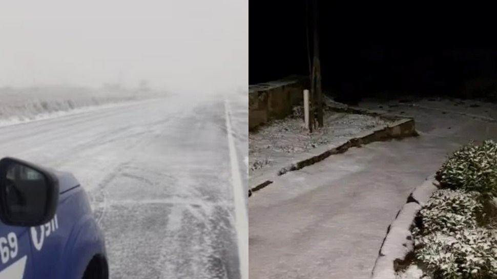 Córdoba y San Luis amanecieron con nieve y temperaturas bajo cero