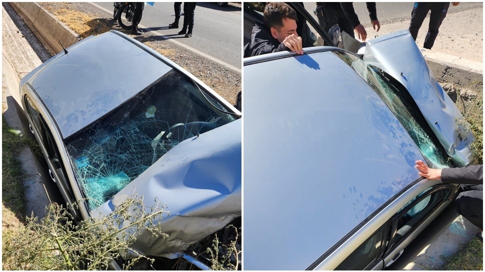 Volcó en un canal y lograron sacarla del auto a tiempo