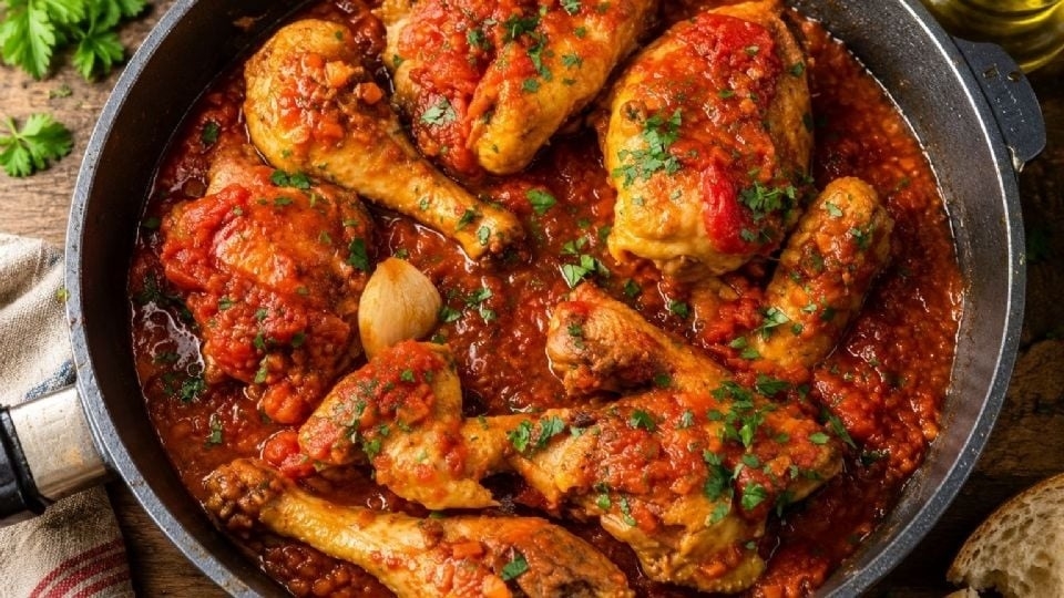 Cómo preparar el pollo a la cazadora tradicional en una sola sartén