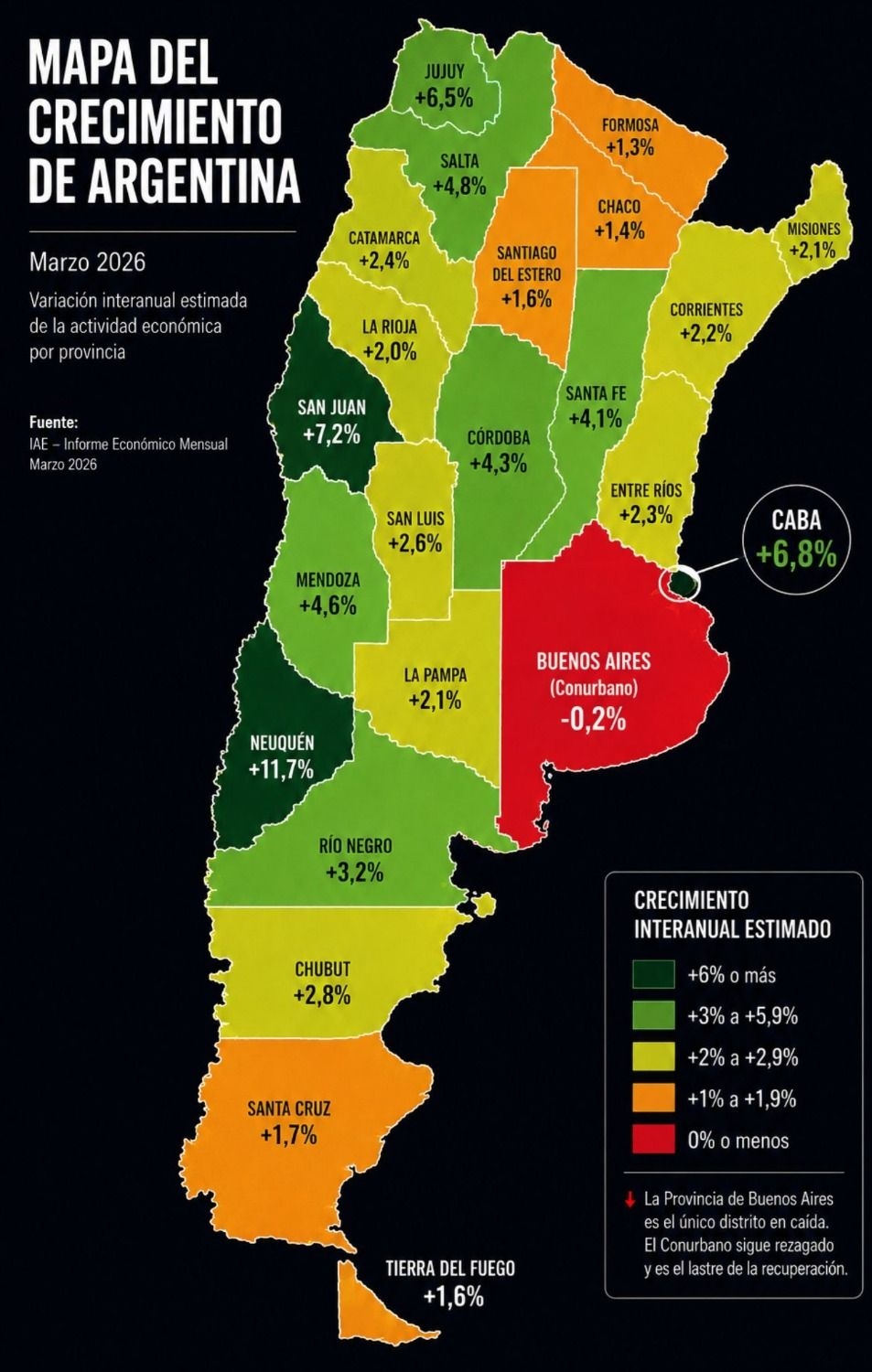 Mapa del crecimiento de Argentina. (Fuente: Emanem)
