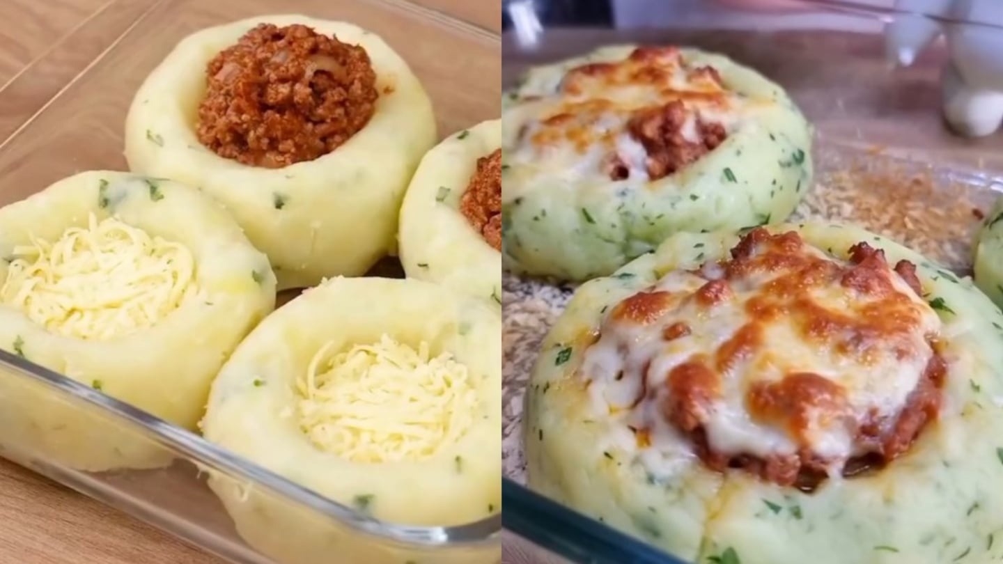 Cómo preparar los nidos de pastel de papa rellenos con mucho queso