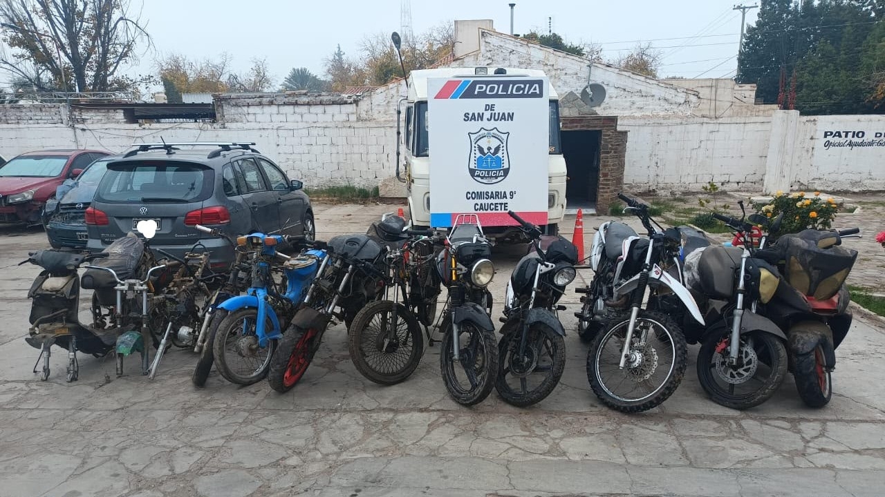 Allanaron talleres mecánicos en Caucete y secuestraron once motos 