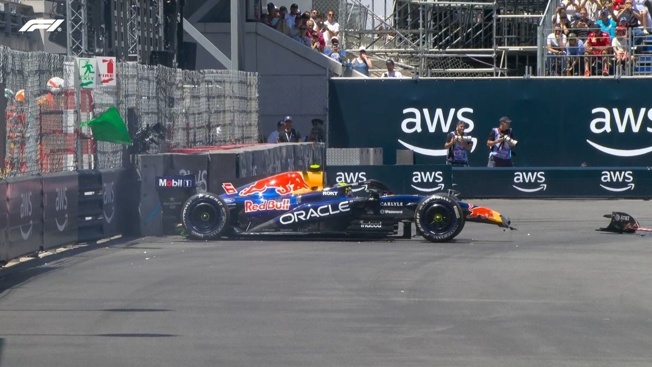 Fuerte choque de Hadjar de Red bull en el arranque del GP de Mónaco