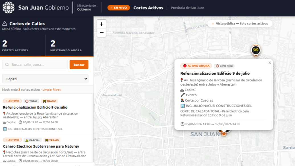 Cómo usar la web interactiva que muestra los cortes de calles en San Juan