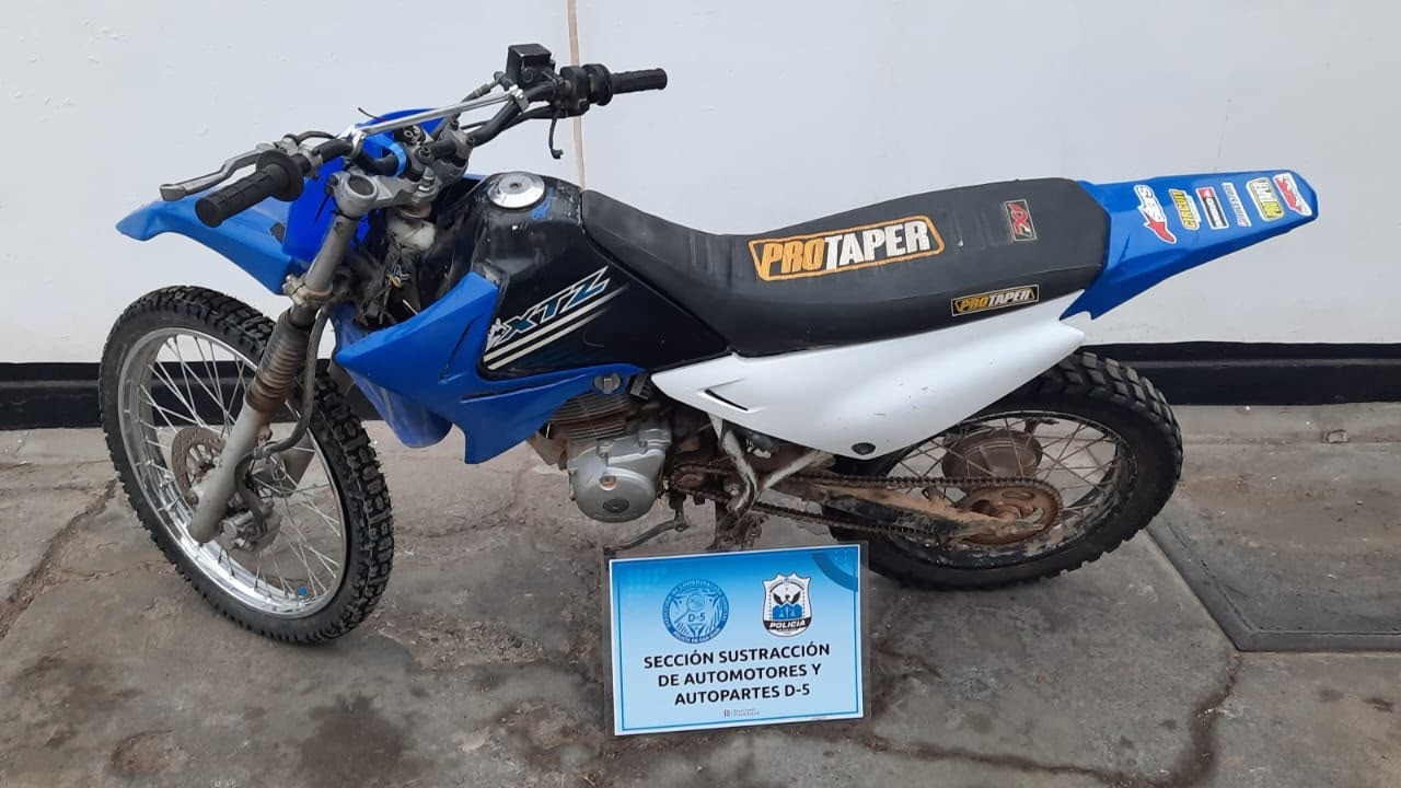 Una moto secuestrada por la Policía tenía partes robadas en dos provincias distintas