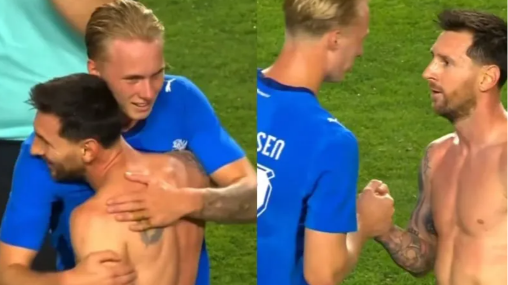 El emotivo abrazo de Messi con el hijo de un excompañero del Barcelona