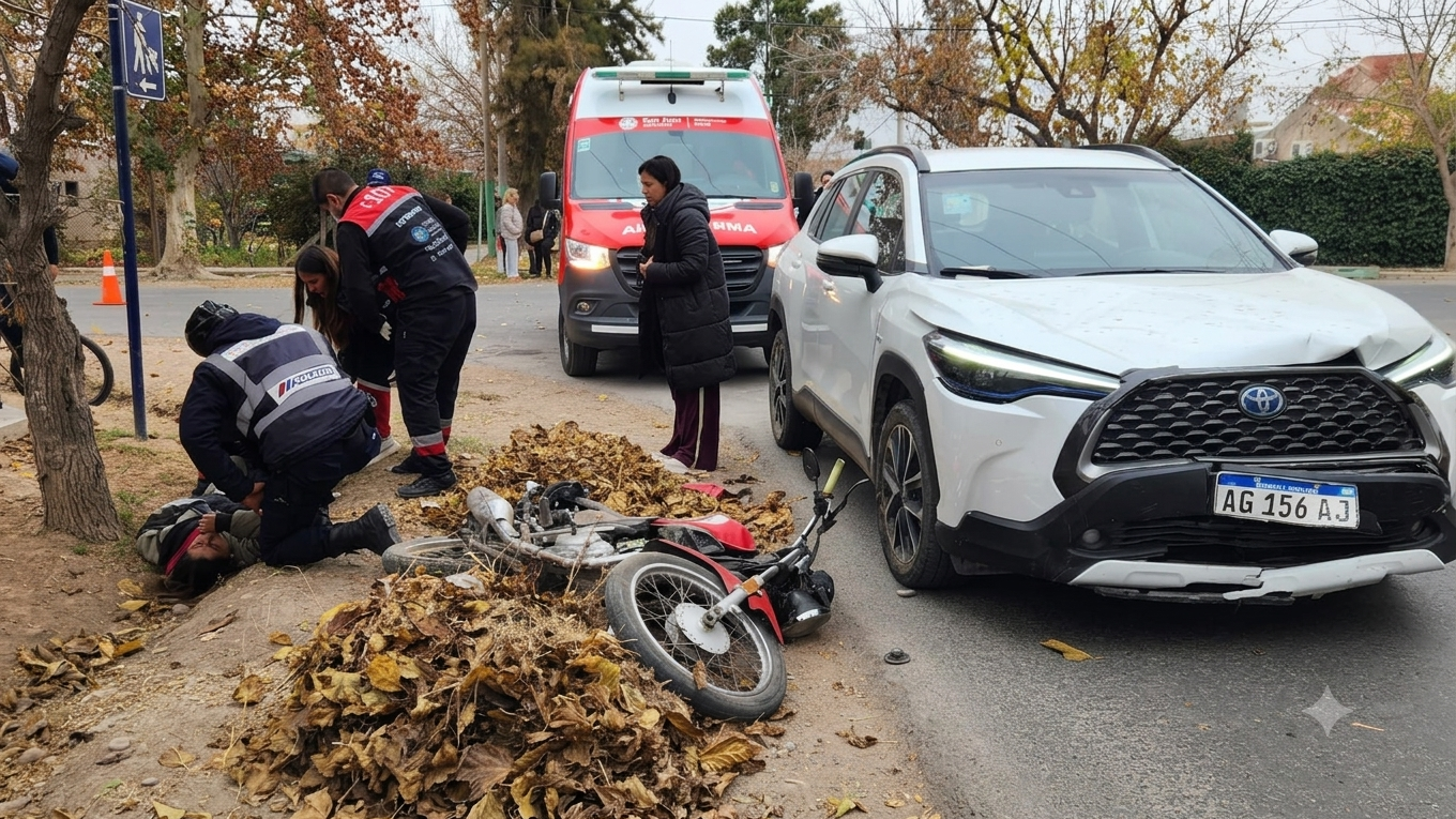 Una mujer y un menor heridos tras el choque entre un auto y una moto