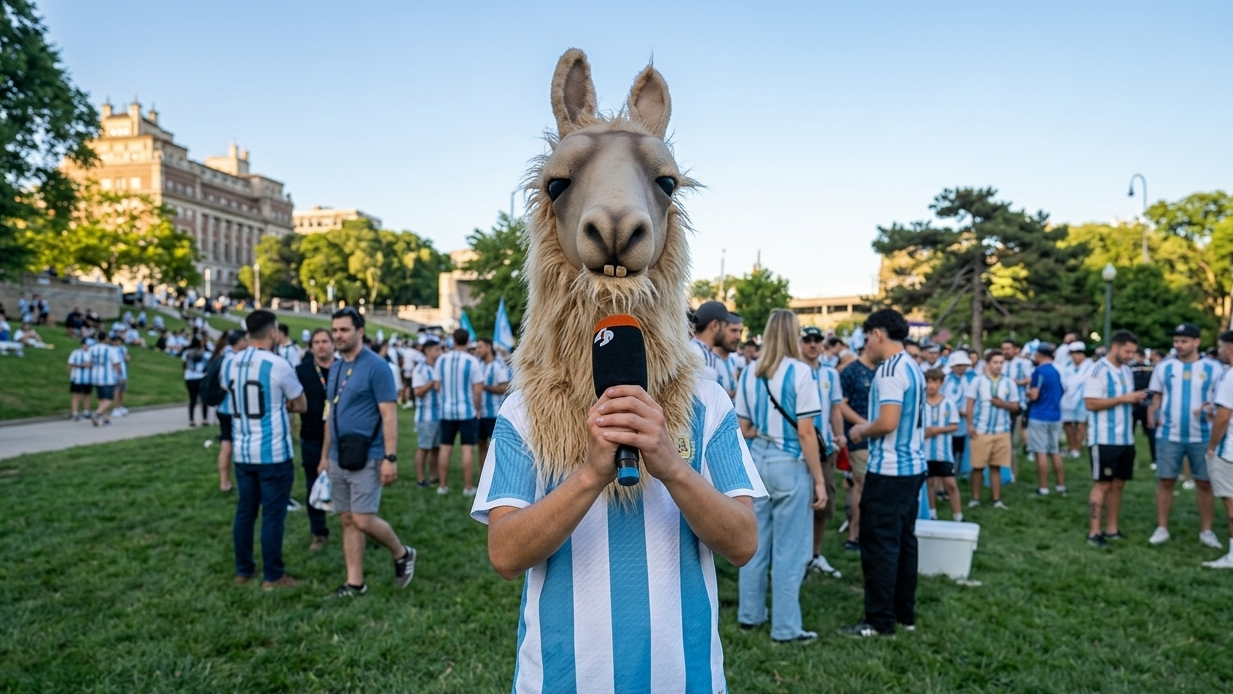 Llegó el guanaco de DIARIO HUARPE y se suma a la cobertura del Mundial 2026