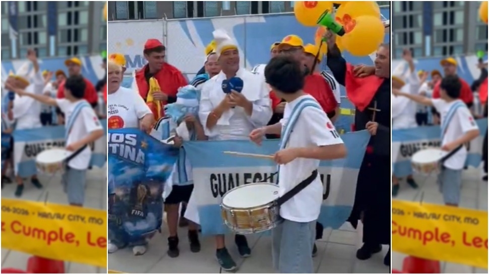 Hinchas argentinos le cantaron el feliz cumpleaños a Messi en Kansas