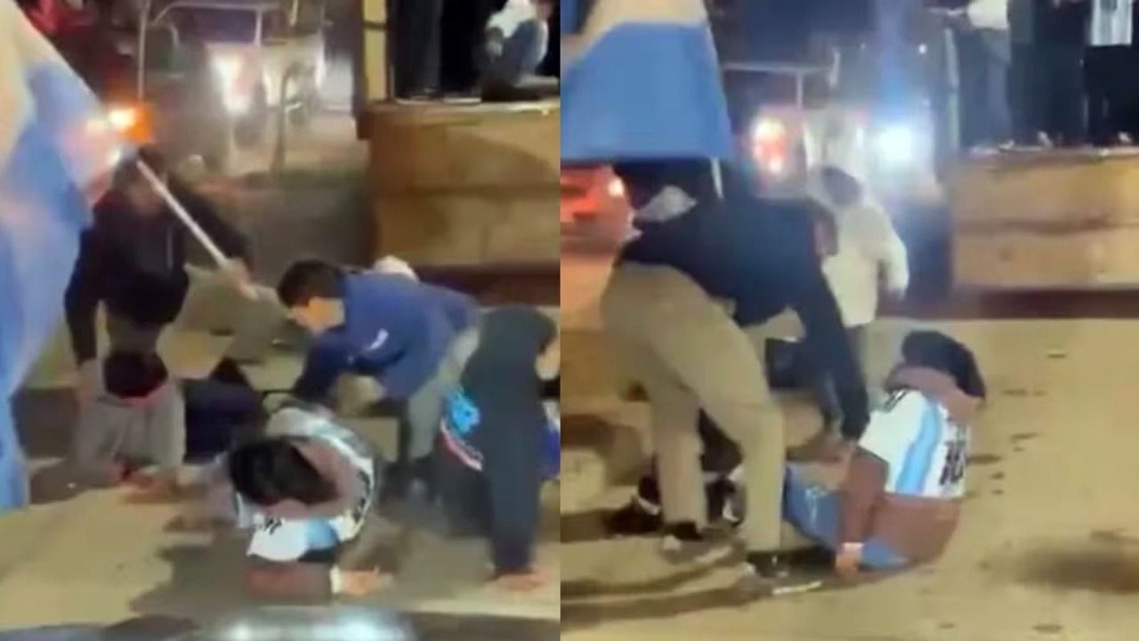 Festejaban en un camión el triunfo de Argentina y cayeron al pavimento