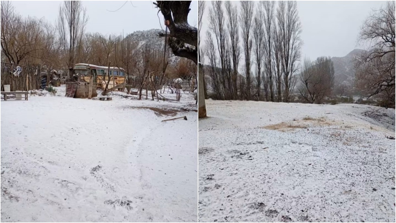 La nieve llegó a Iglesia y cubrió de blanco el departamento