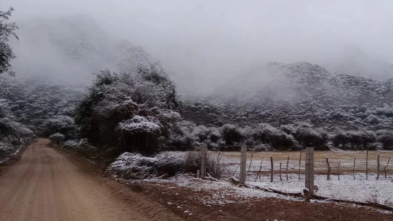 Las sierras de Valle Fértil amanecieron teñidas de blanco