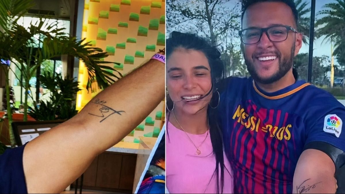 Un colombiano cumplió el sueño de conocer a Messi y tatuarse su firma