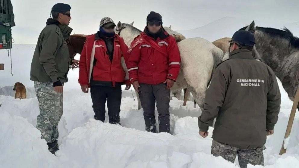 Gendarmería rescató a los dos puesteros aislados por la nieve 