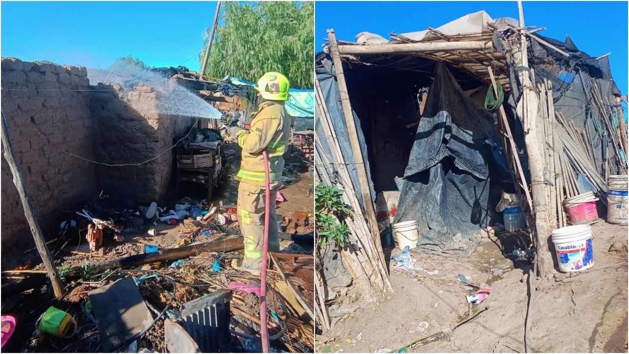 Una familia fue rescatada de un incendio que consumió su casa en Santa Lucía