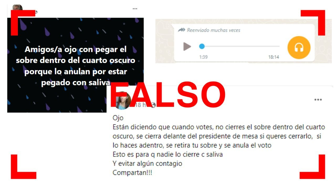 Es falso que se anula el voto si se pega el sobre adentro del cuarto oscuro