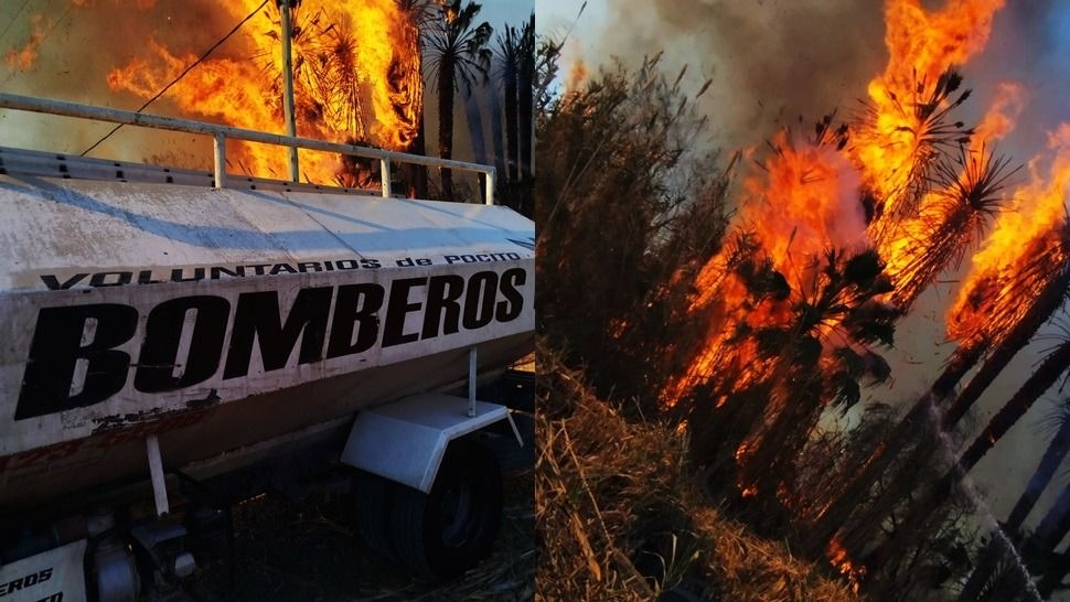 Incendio en Ruta 40, entre 10 y 11, puso en riesgo casas y un galpón en Pocito