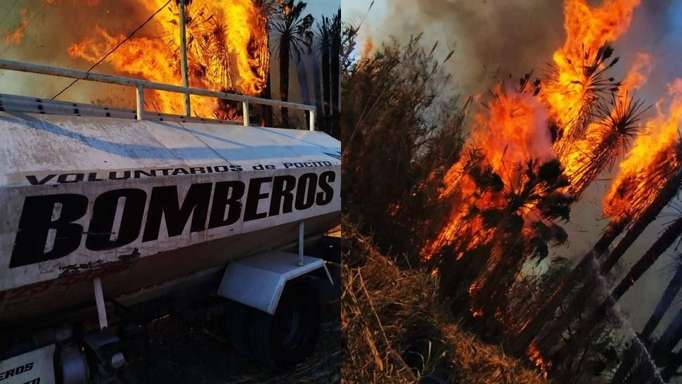 Incendio en Ruta 40, entre 10 y 11, puso en riesgo casas y un galpón en Pocito