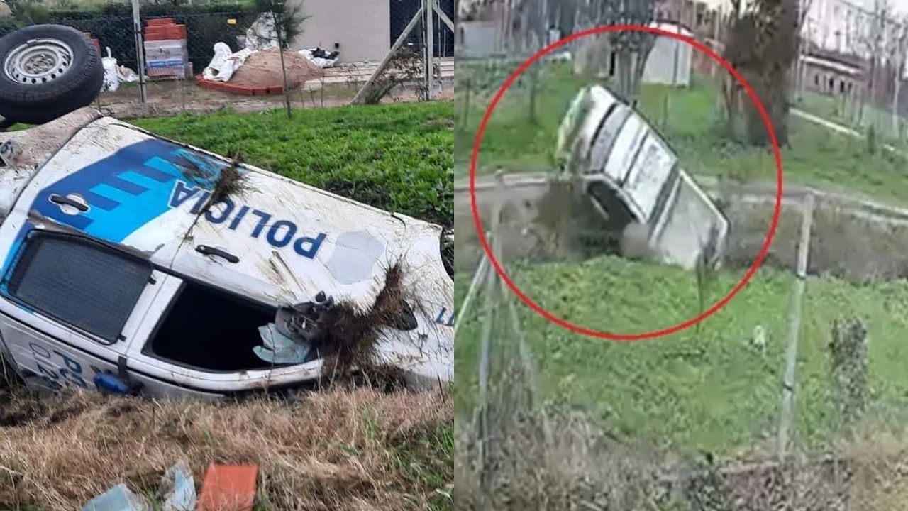 Volcó un patrullero durante una persecución y detuvieron a tres sospechosos
